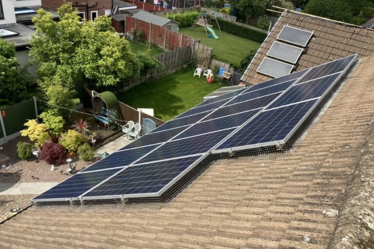 Bird-Proofing Mesh on the side of a solar panel.